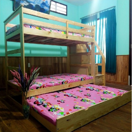 165 Naturall : Giường 3 Tầng Cầu Thang Liên Hợp - 1m